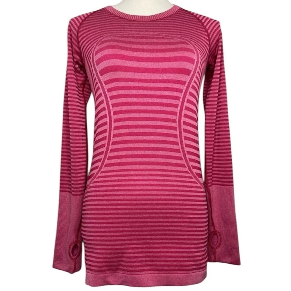 Lululemon Swiftly Tech Long Sleeve Crew Heathered Berry Rumble 6